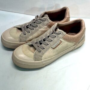 ROCKET DOG CHERRY PLATFORM PLUSH FOAM SNEAKERS WOMEN 9.5 BEIGE/PINK GRAY LACES‎